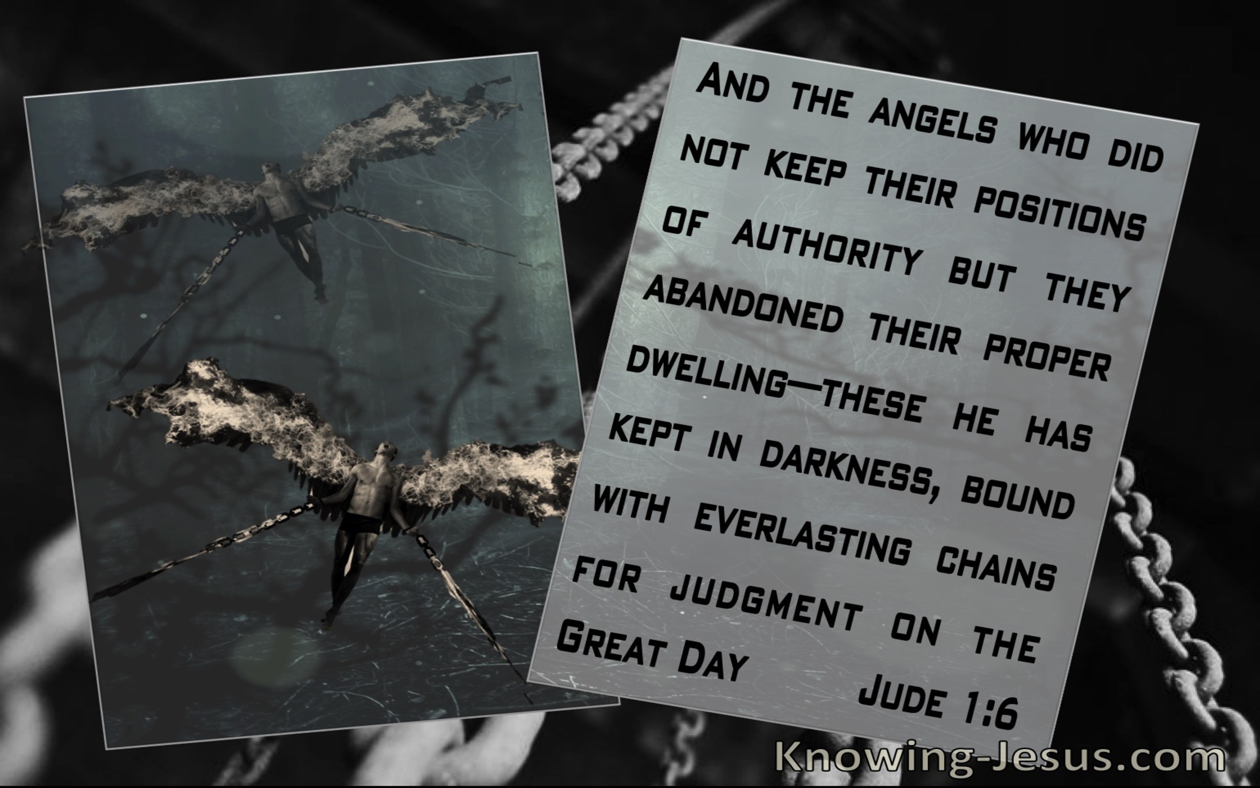 Jude 1:6 Angels Kept In Darkness Bound With Everlasting Chains (black)
